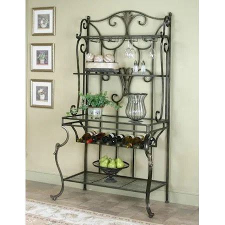 Antique Bronze Baker's Rack with Glass Counter Top